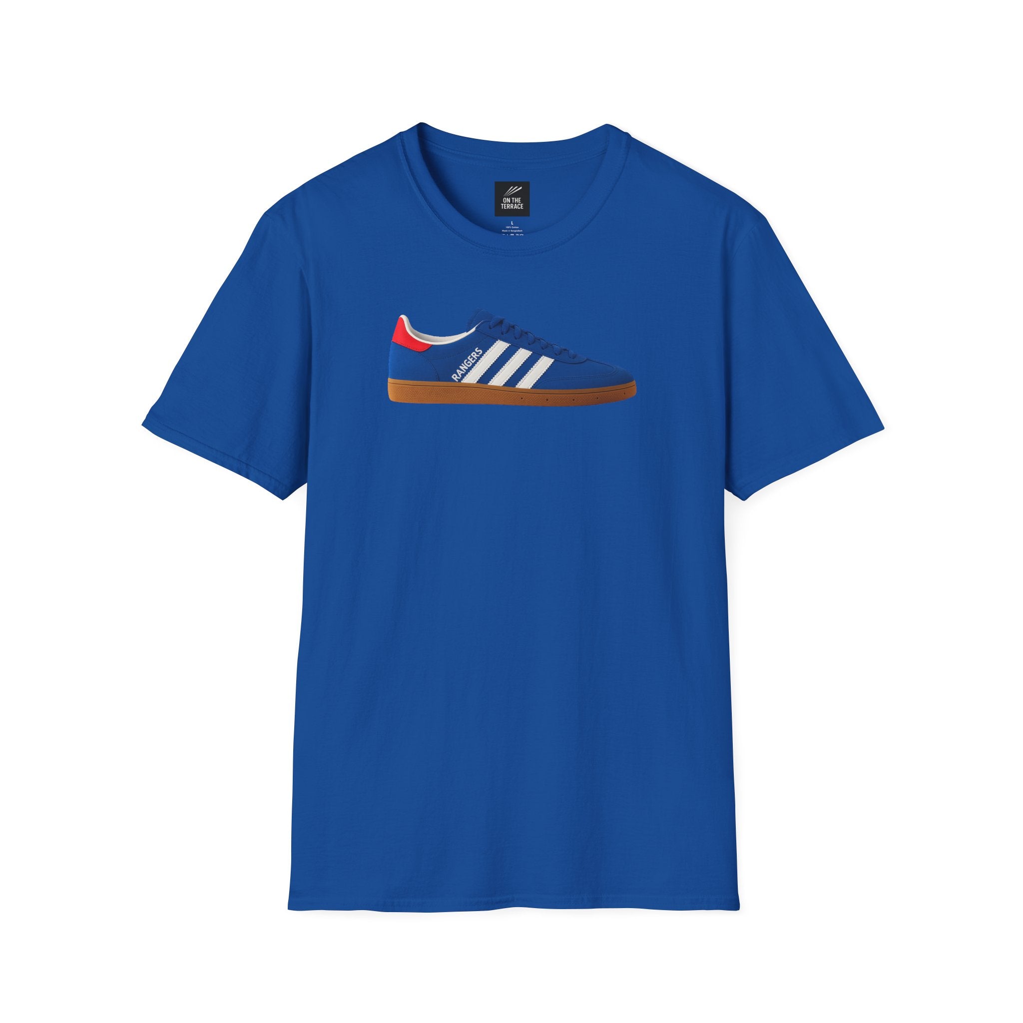 Blue Retro Sneaker T-Shirt, Casual Unisex Tee, Vintage Style Tee, Gift for Sneaker Lovers, Everyday Wear, Sports Apparel