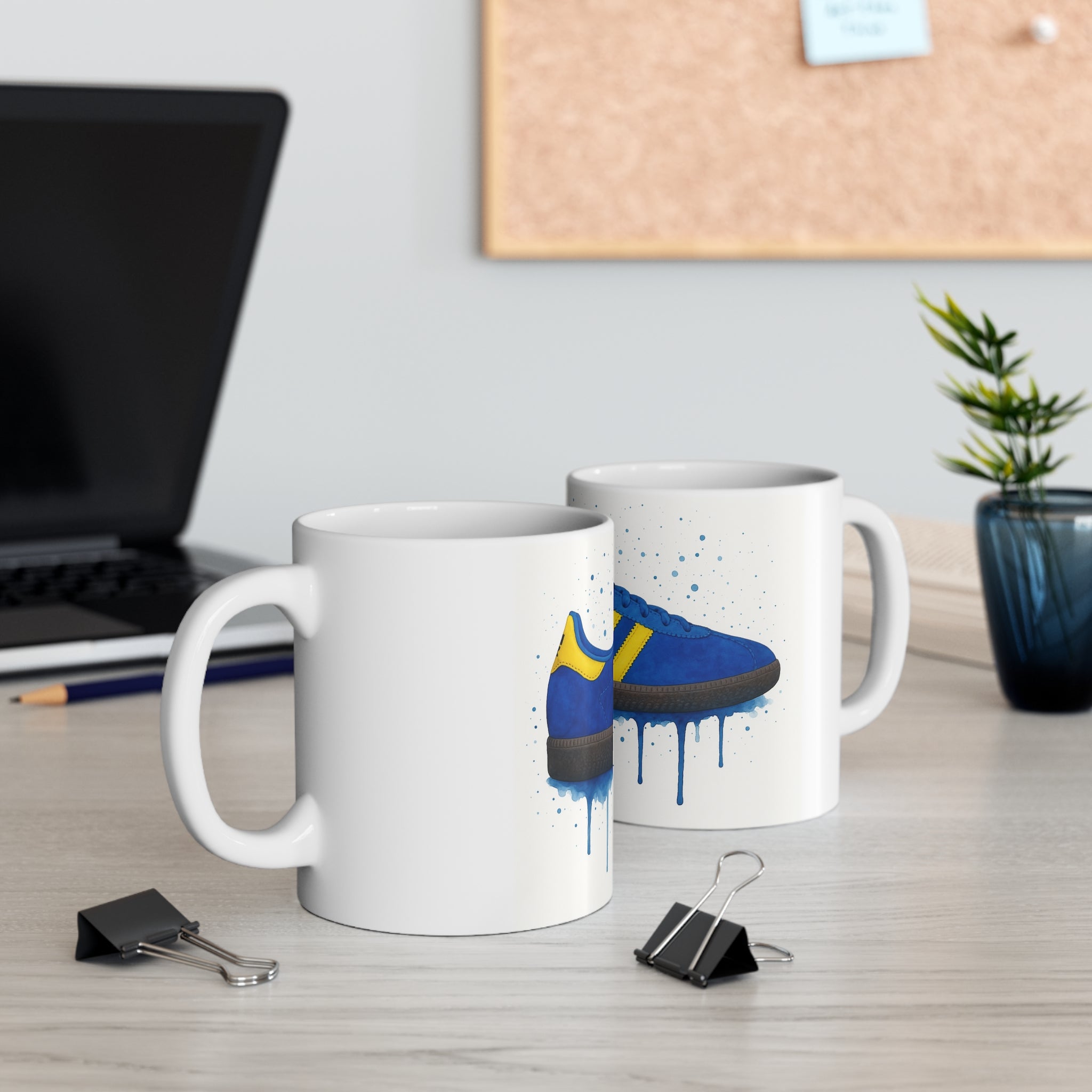 Stockholm Trainer Mug – Blue & Yellow Terrace Classic – Retro Casuals Gift