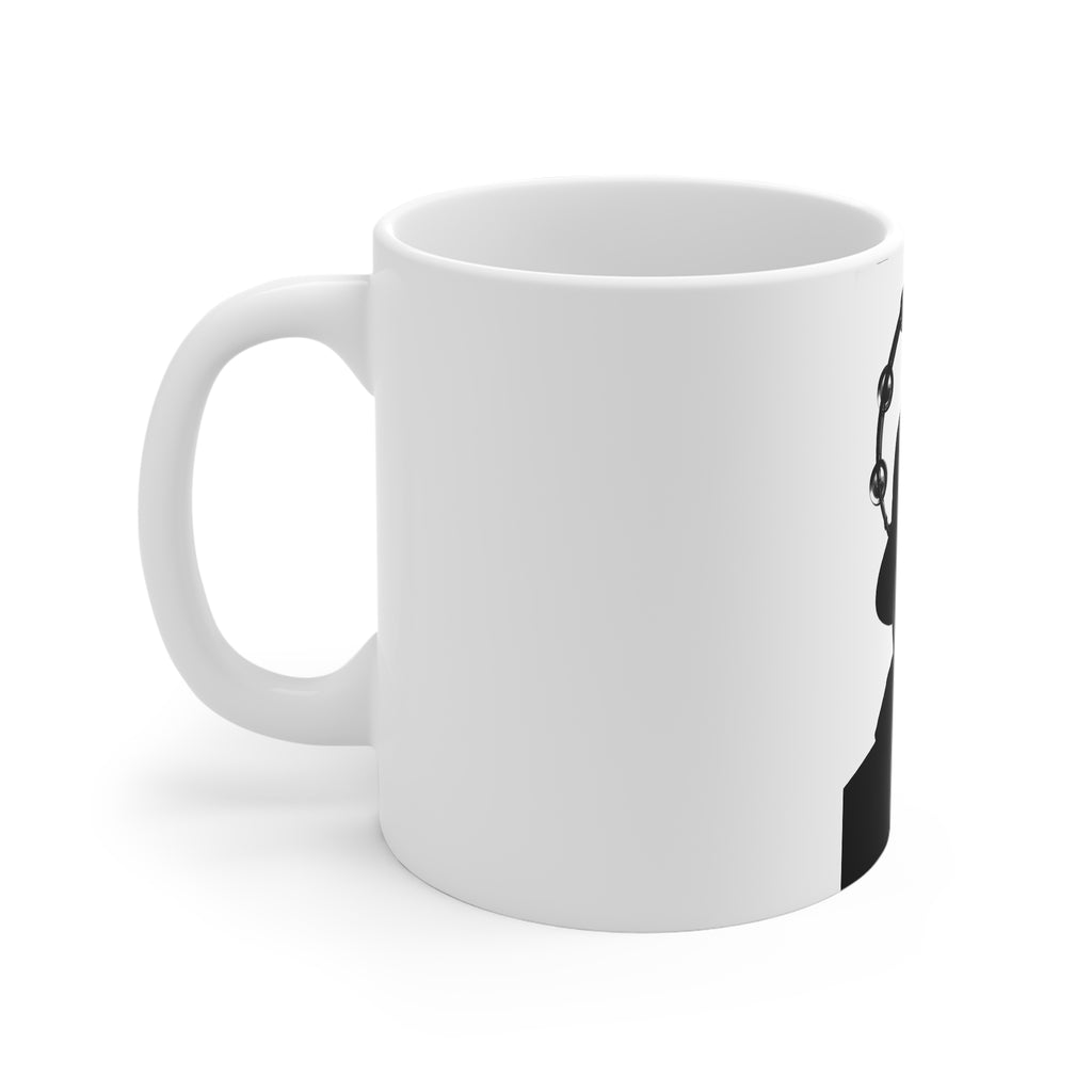 Oasis Icon Silhouette Mug – Black & White Tambourine Halo Design