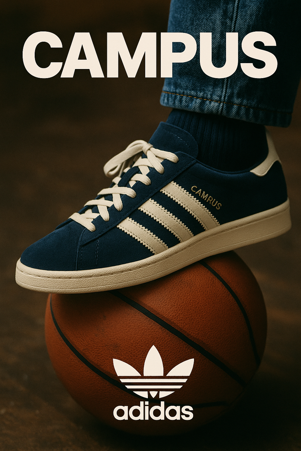 Portrait Lustre Art Print Adidas Campus on Classic Basketball