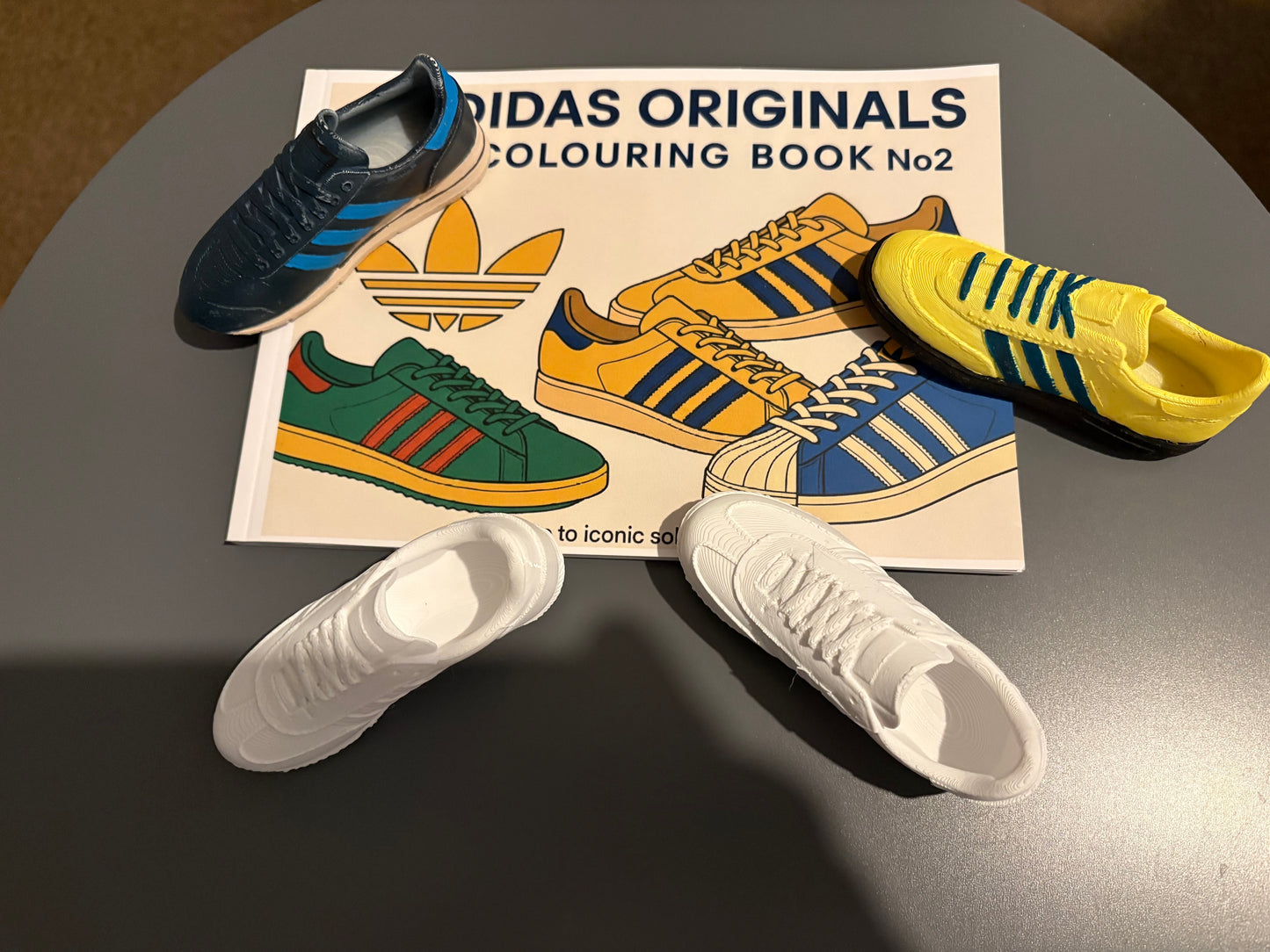 Adidas inspired colouring book TWO with 2 3d printed trainers