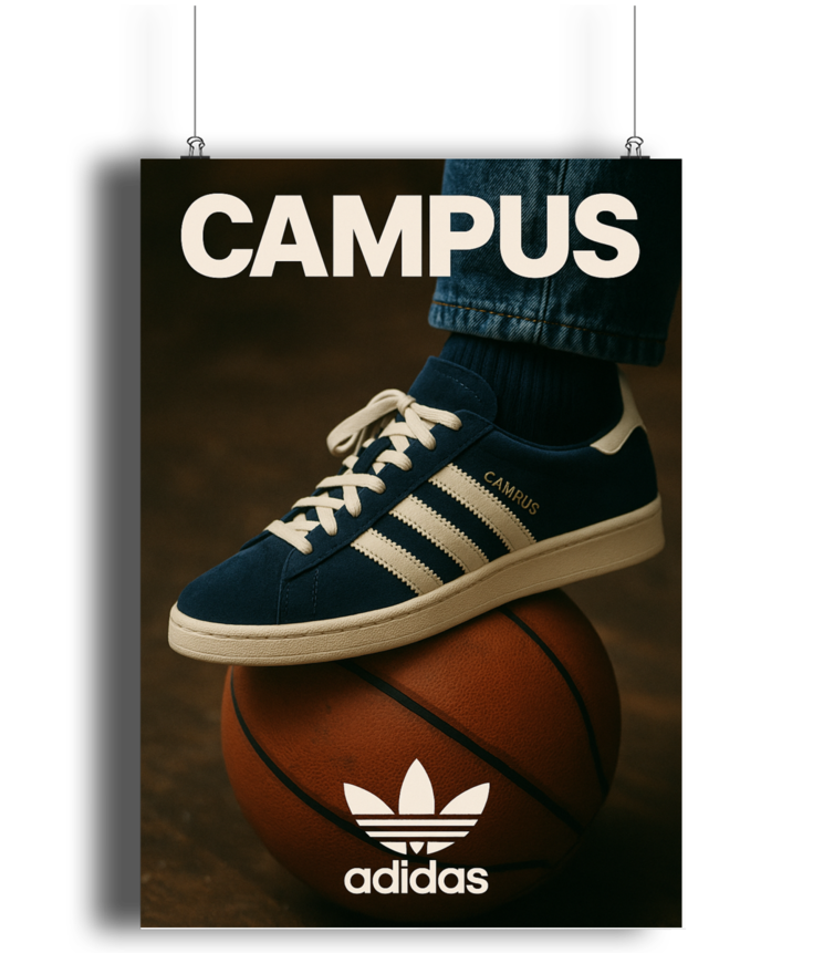 Portrait Lustre Art Print Adidas Campus on Classic Basketball